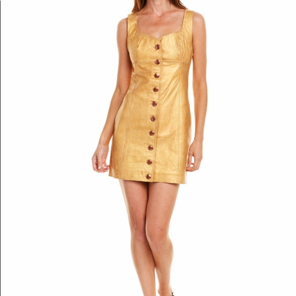 Free People Goldie LEATHER Sheath Dress - Picture 1 of 16